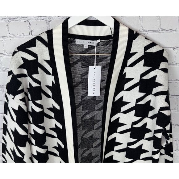NWT BALTIC BORN Women’s Black White Leroy Houndstooth Knit Cardigan Size Small - Picture 2 of 8